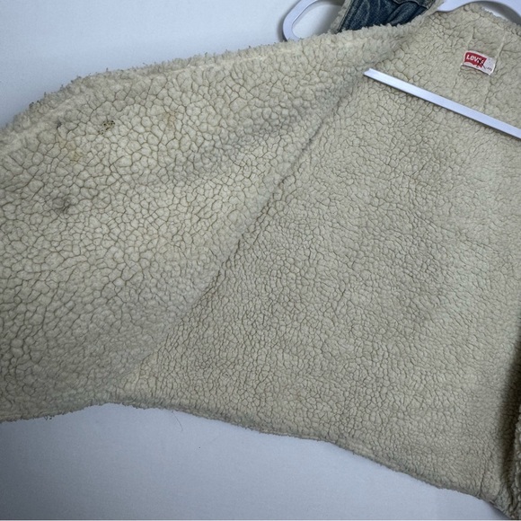 Vintage 70s Levi’s Orange Tab Shearling Lined Denim Vest Snap Button Men’s Large - Picture 7 of 9